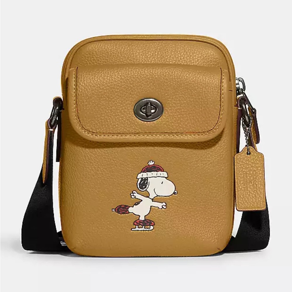 Coach Yellow Tan Snoopy Crossbody Bag